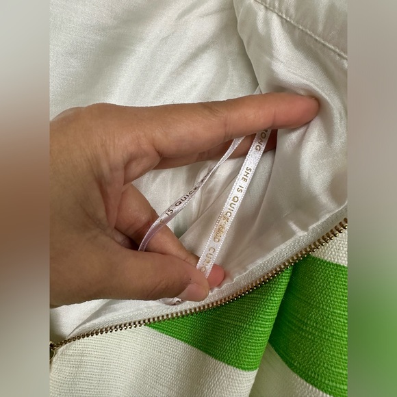 Kate Spade Señorita striped skirt cream green sprout stylish size 10 - Picture 12 of 16